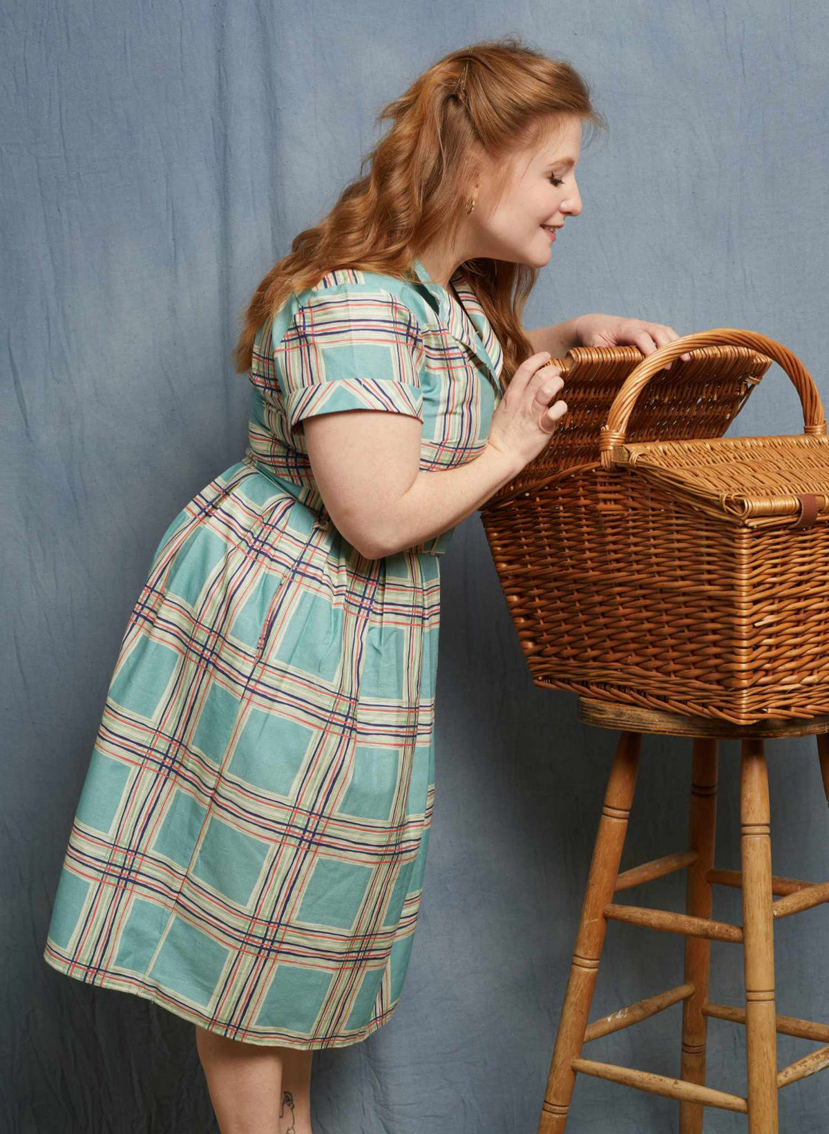 Louise Dress - Teal Checks