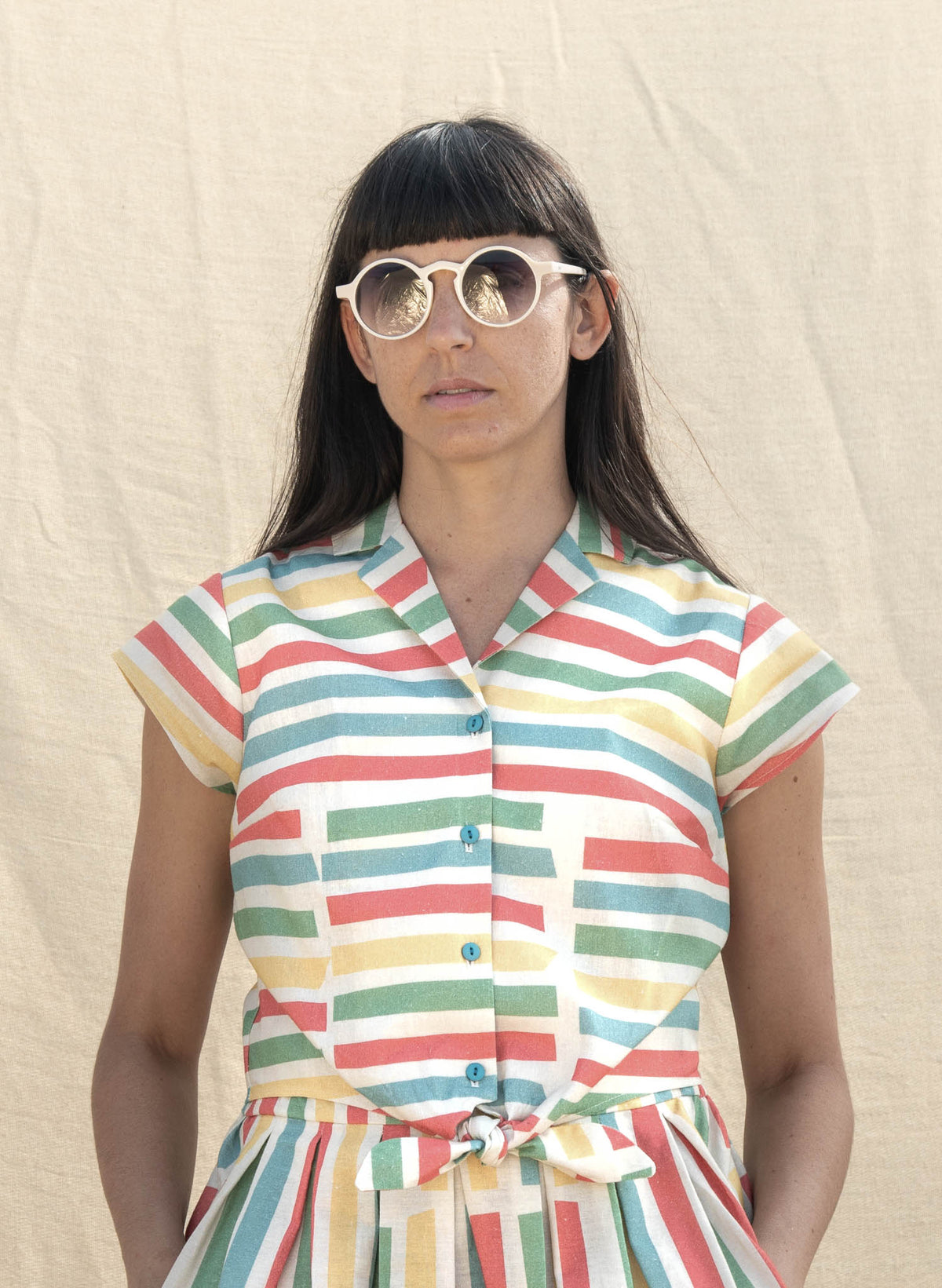Peggy Top - Multi Beach Stripe