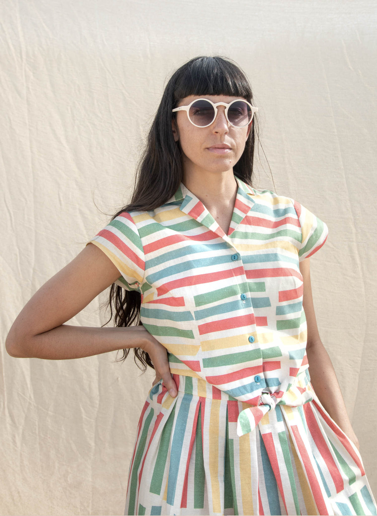 Florence Skirt - Multi Beach Stripe
