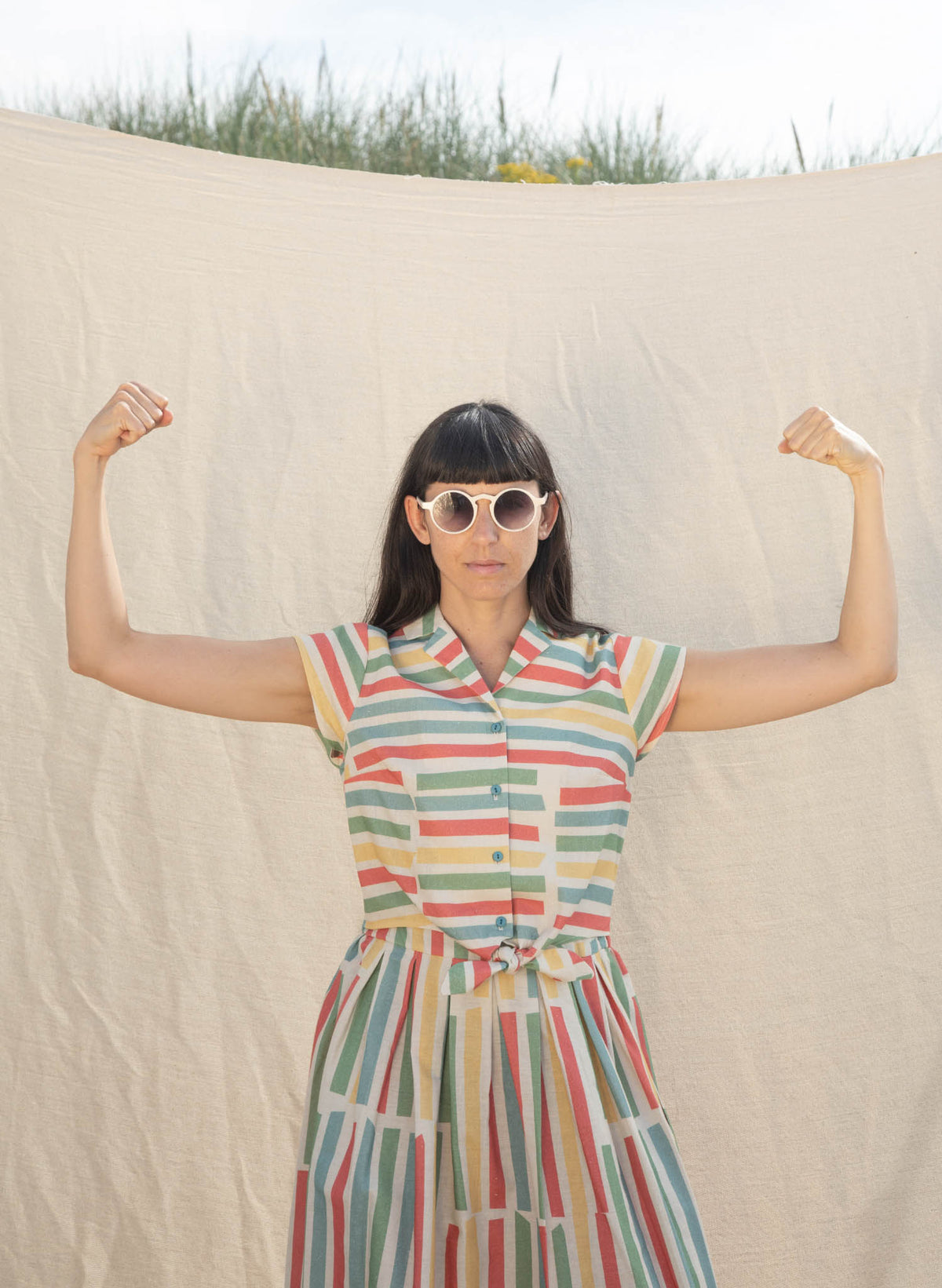 Peggy Top - Multi Beach Stripe