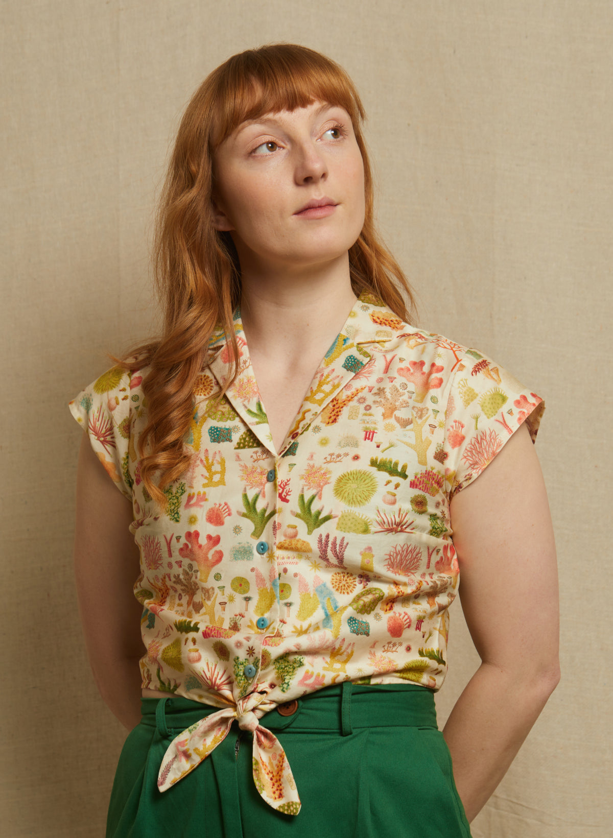 Peggy Top - Cream Coral Reef