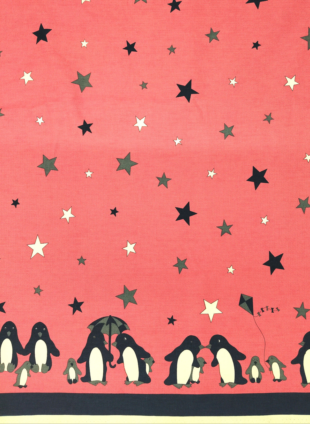 Remnant  - 2m - Pink Penguin Fabric - Cotton twill Fabric
