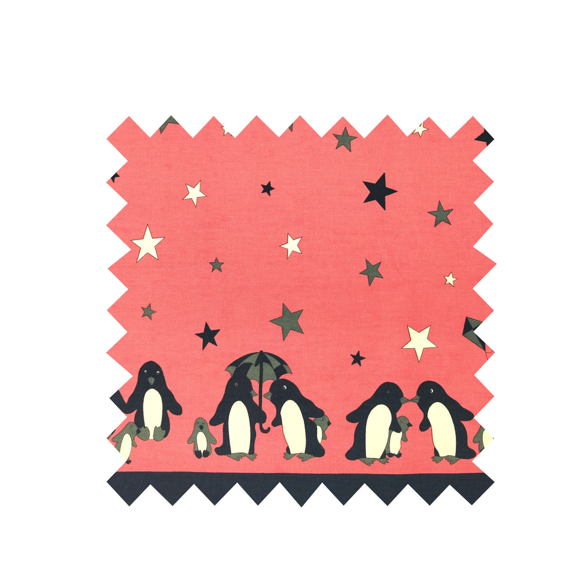 Remnant  - 1m - Pink Penguin Fabric - Cotton twill Fabric