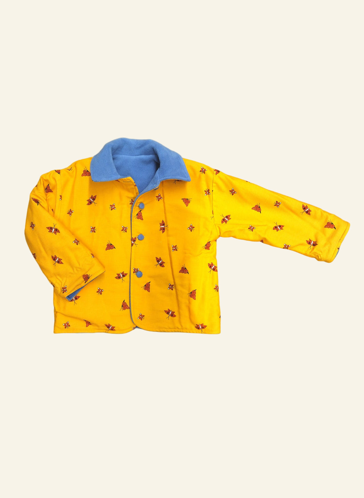 Children's Reversible Jacket - French Blue/Yellow Leopard
