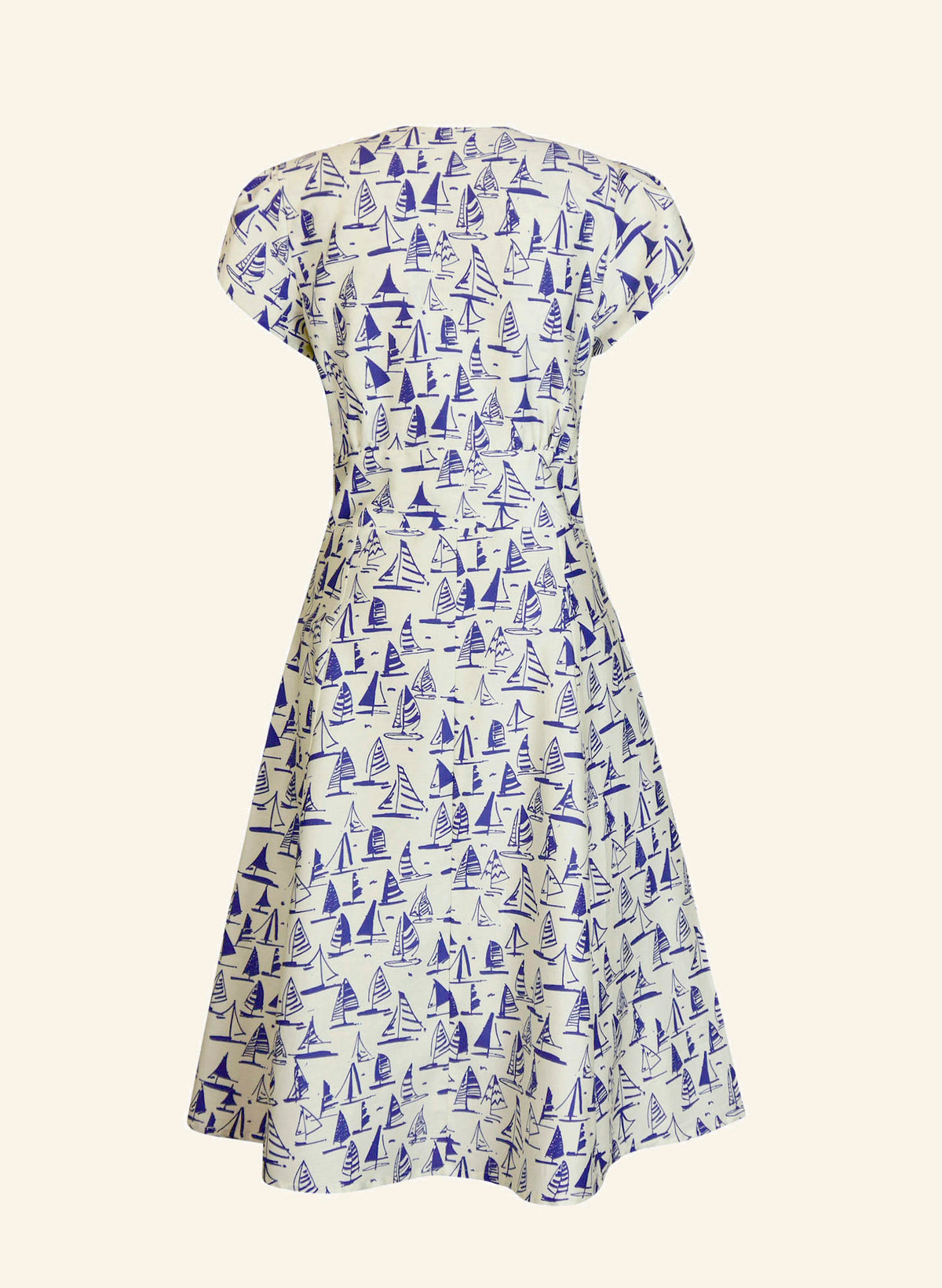 V-Neck Knee-Length Sailboats Dress | TENCEL™ | Made in UK