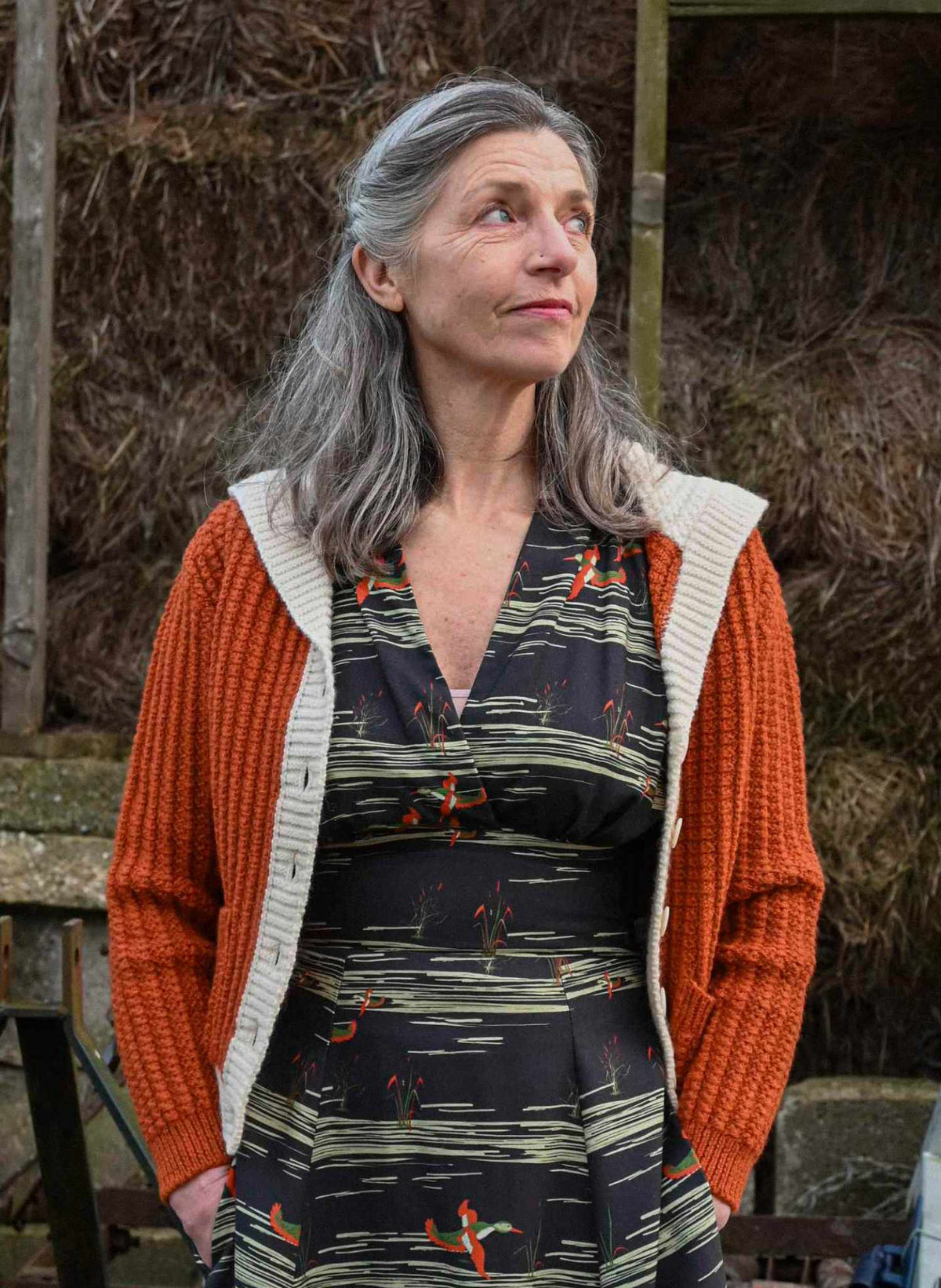 Rita Long-sleeve - Black Flying Ducks Dress
