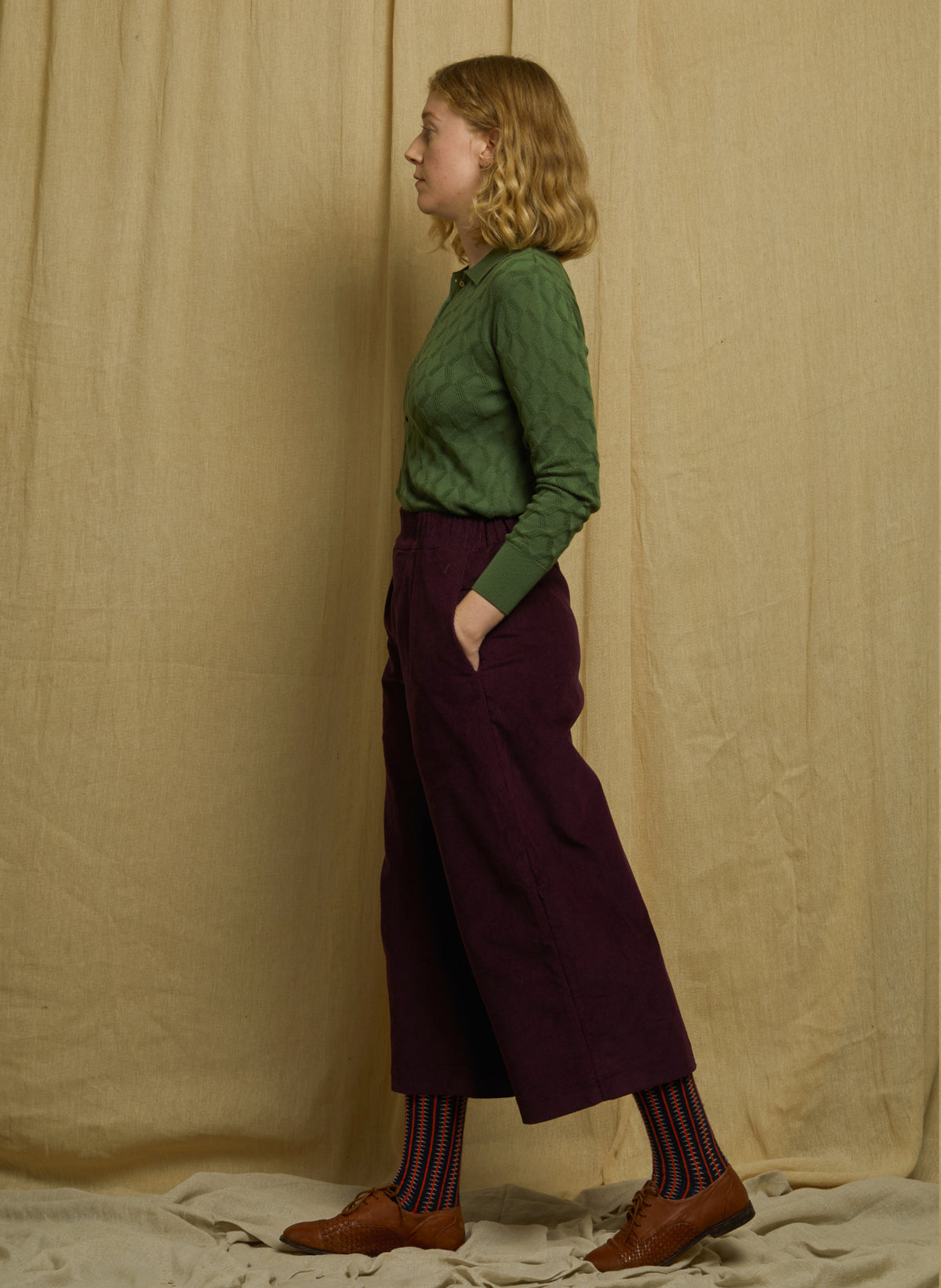 Rosie - Green Pointelle Top
