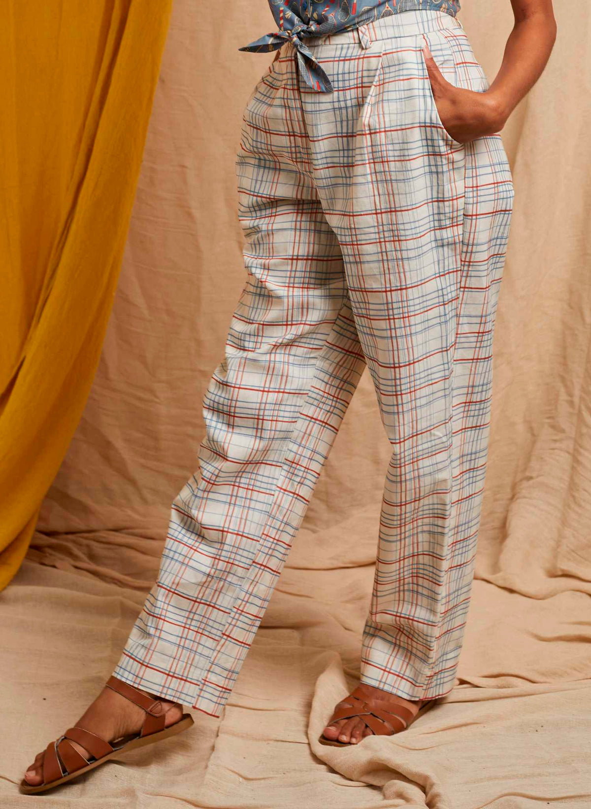 Thelma Trouser - Cream Folk Check