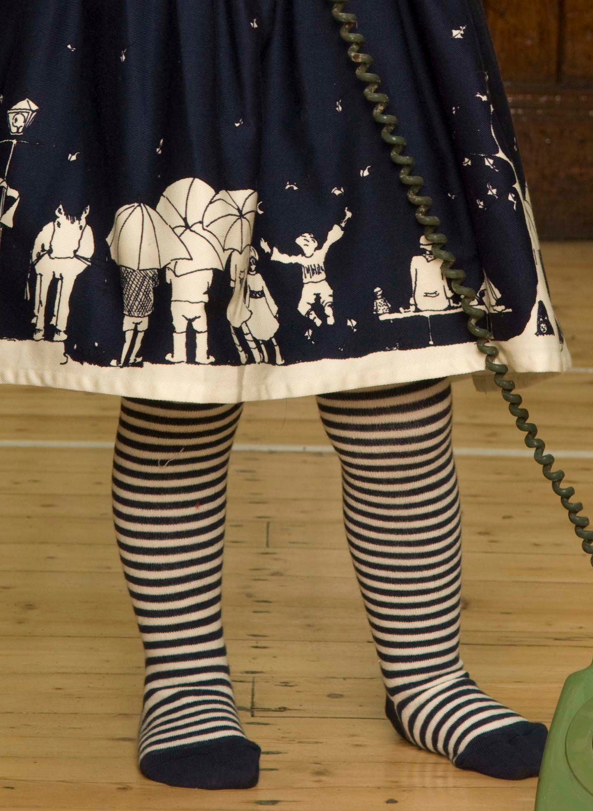 Baby Tights - Navy / Cream Stripe