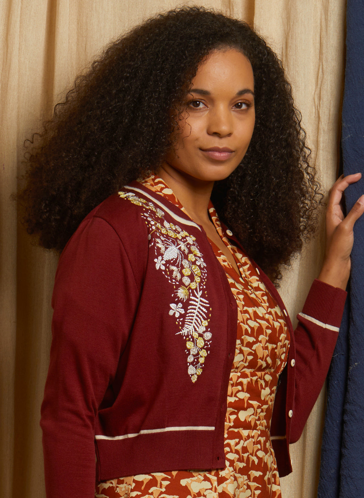 Vera - Burgundy Berries Cardigan