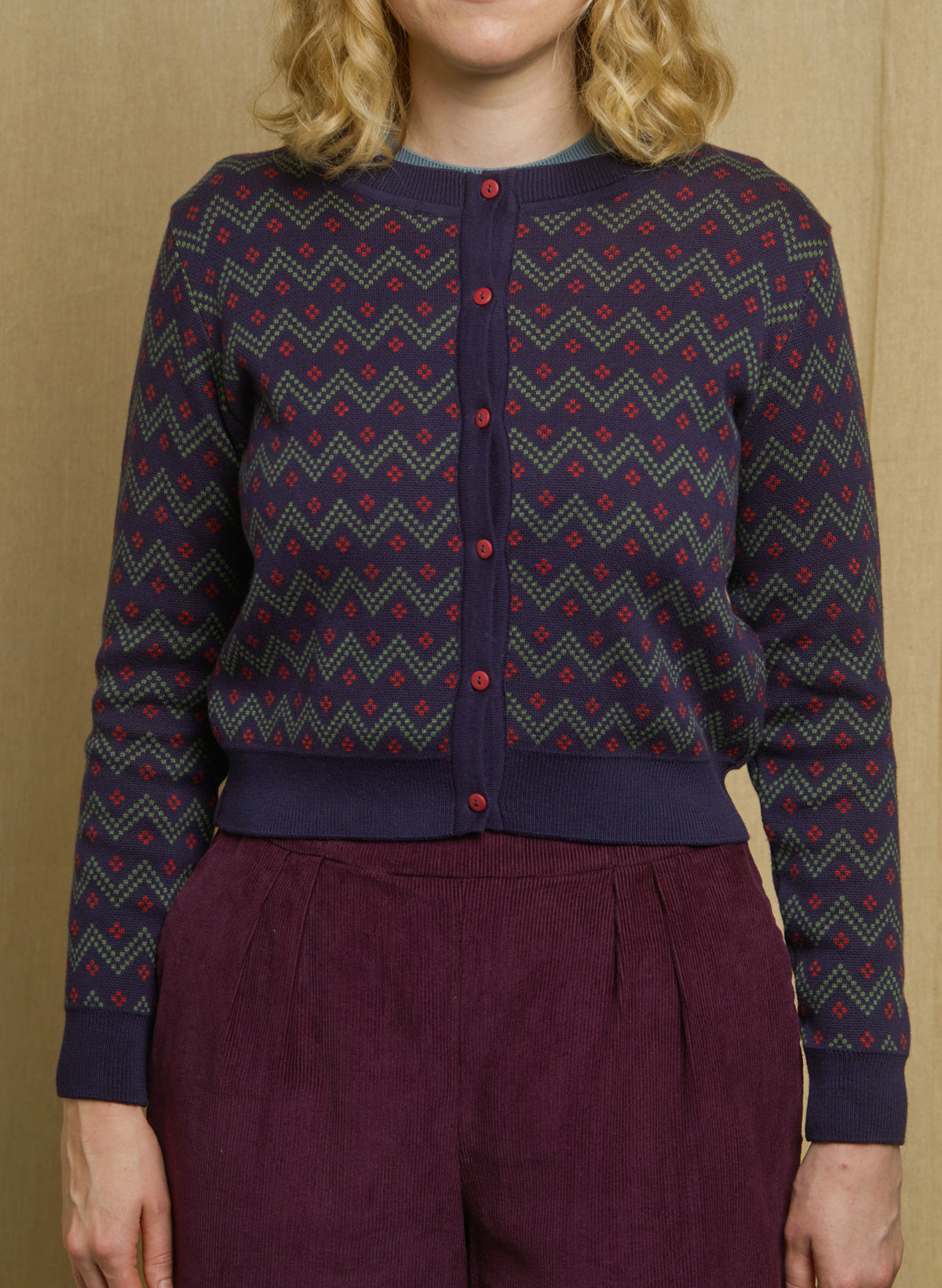 Vera - Navy Cross Hatch Cardigan