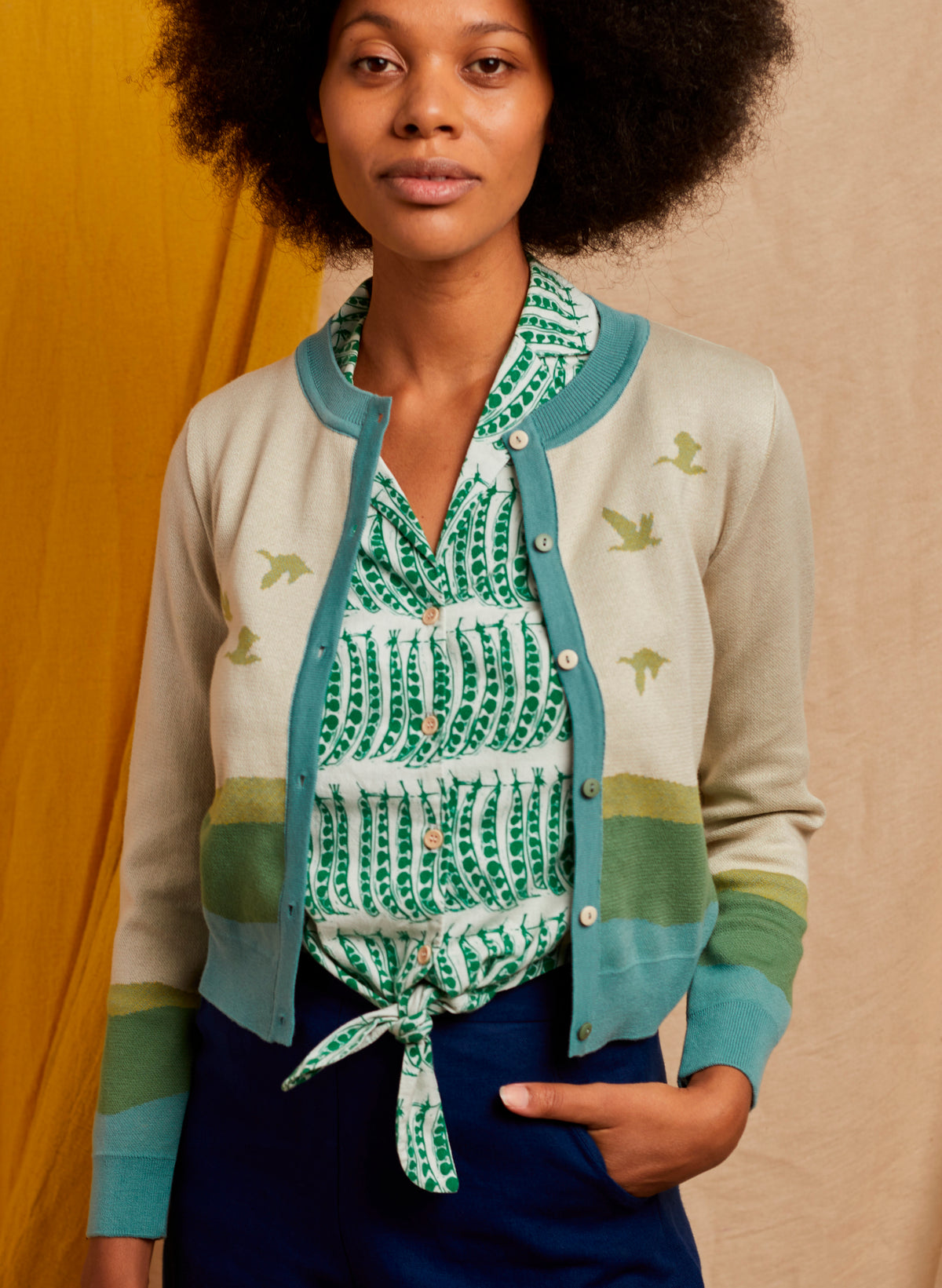 Vera - Cream Flying Geese Cardigan