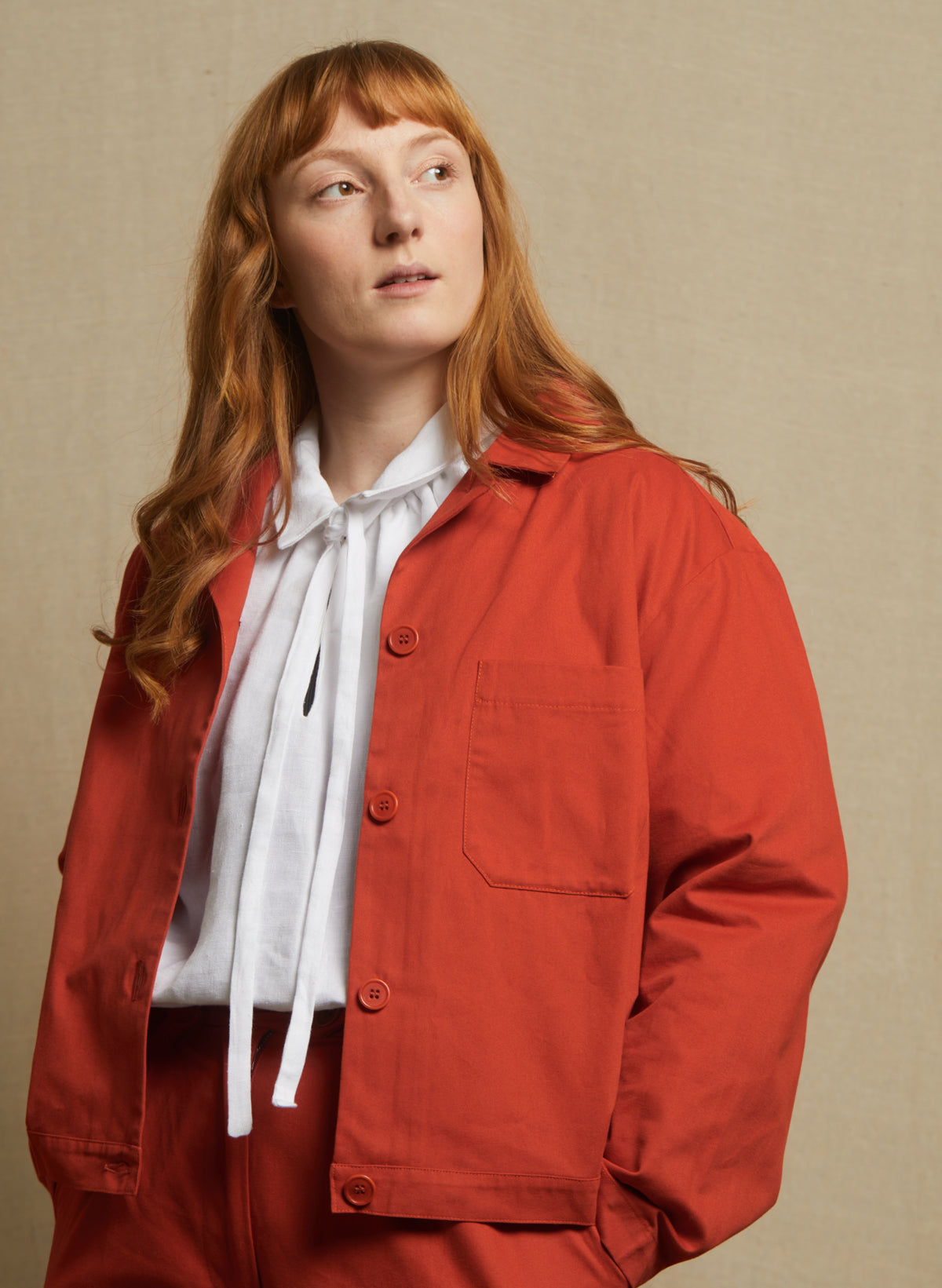 Walter Jacket - Hot Coral Cotton