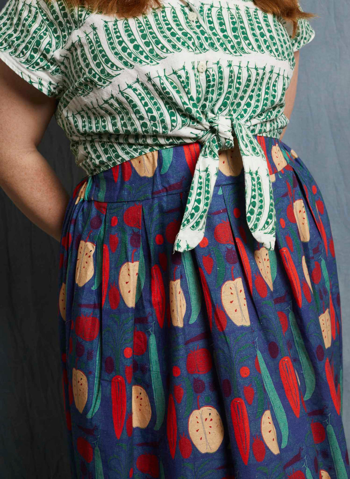 Florence Skirt - Navy Vegetables