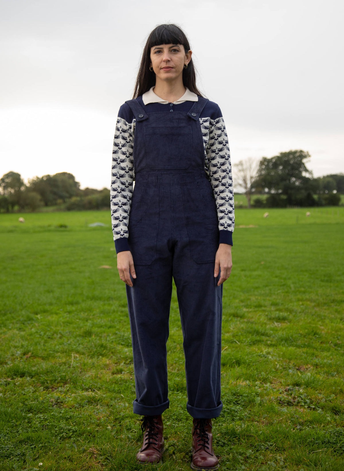 Bonnie Dungarees - Navy Corduroy