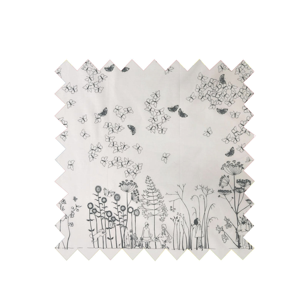 Remnant - 145ccm x 150cm - White Chasing Butterflies - Cotton