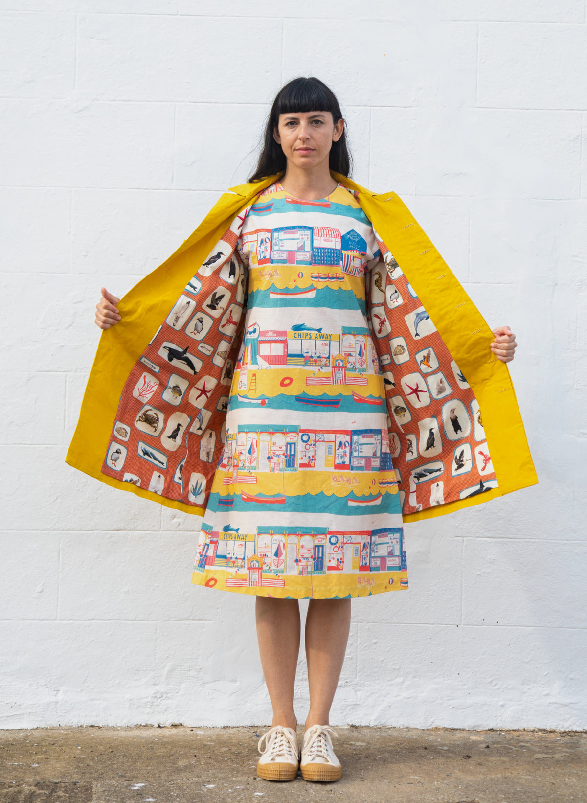 Heritage - Yellow Trench Coat - Red Coastal Memoirs Lining