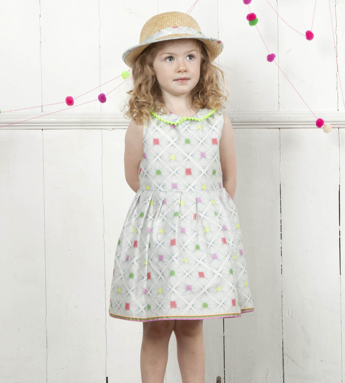 Neon Star Girls' Party Dress | 100% Organic Cotton Sateen
