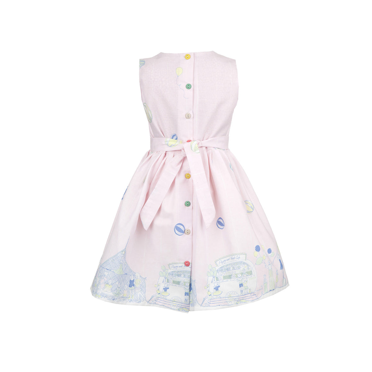 Pink Circus Print Sleeveless Children's Dress | 100% Cotton