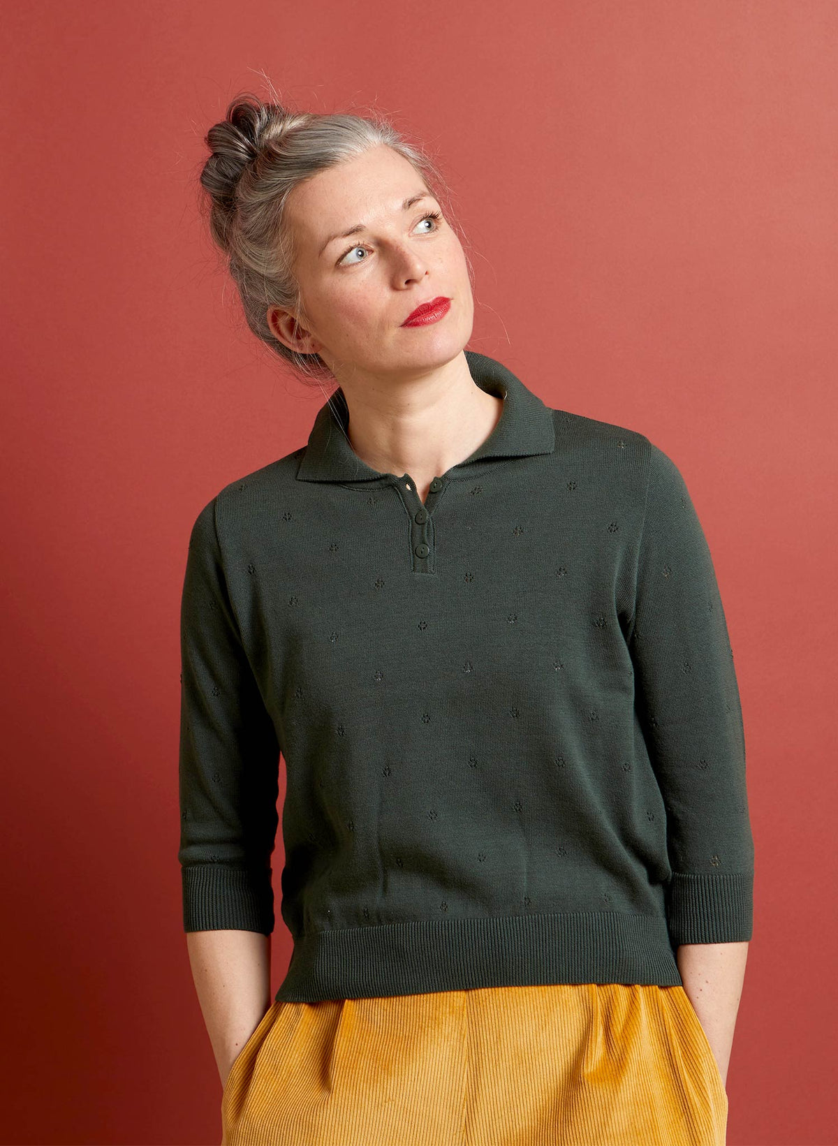 Aila - Dark Green - Knitted Top