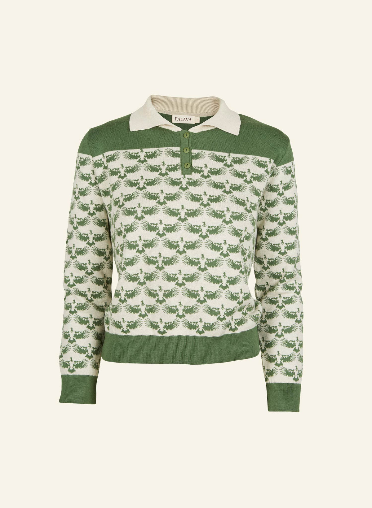 Aila - Green Jacquard Eagle - Knitted Top