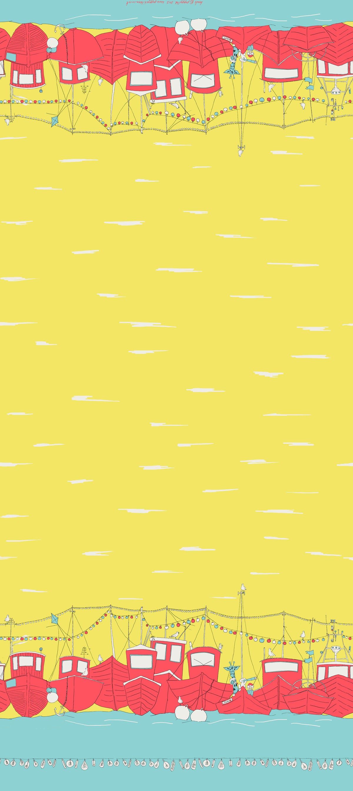 Yellow Boats Fabric - Cotton Sateen