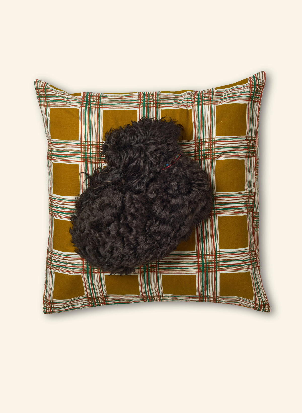 Large Cushion Cover - Mustard Checks