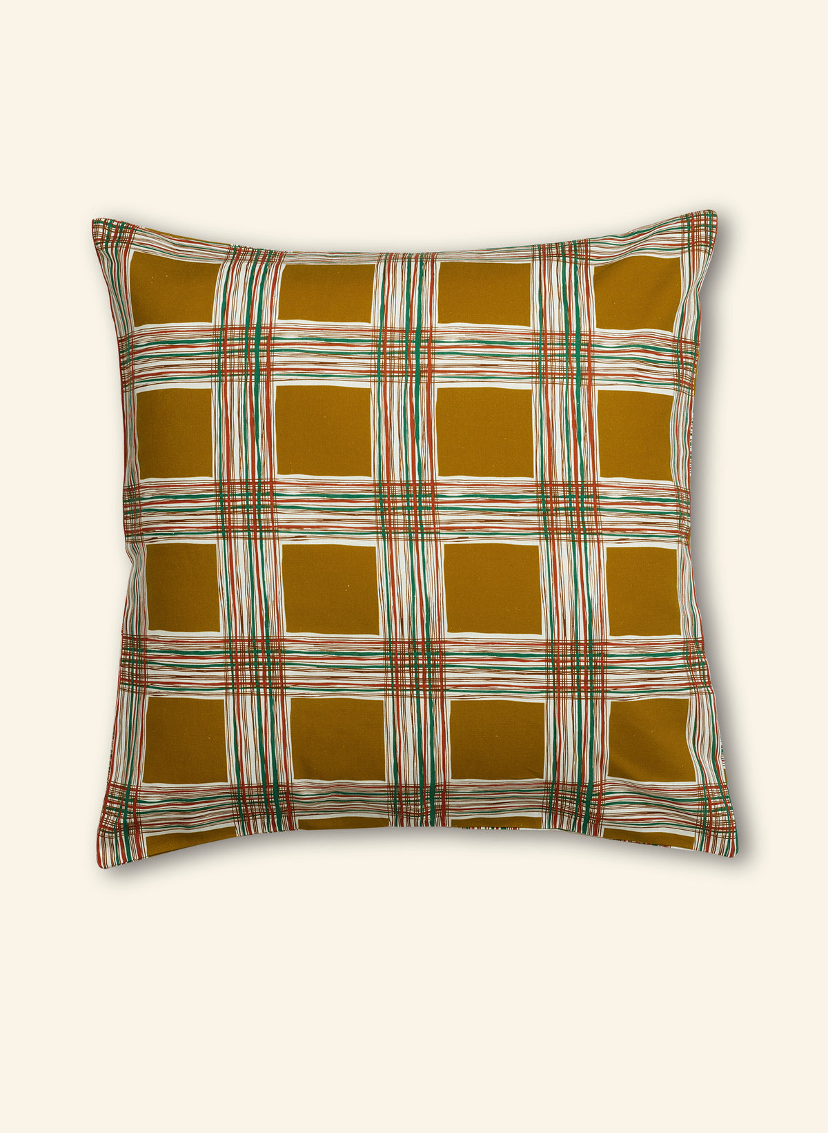 Large Cushion Cover - Mustard Checks