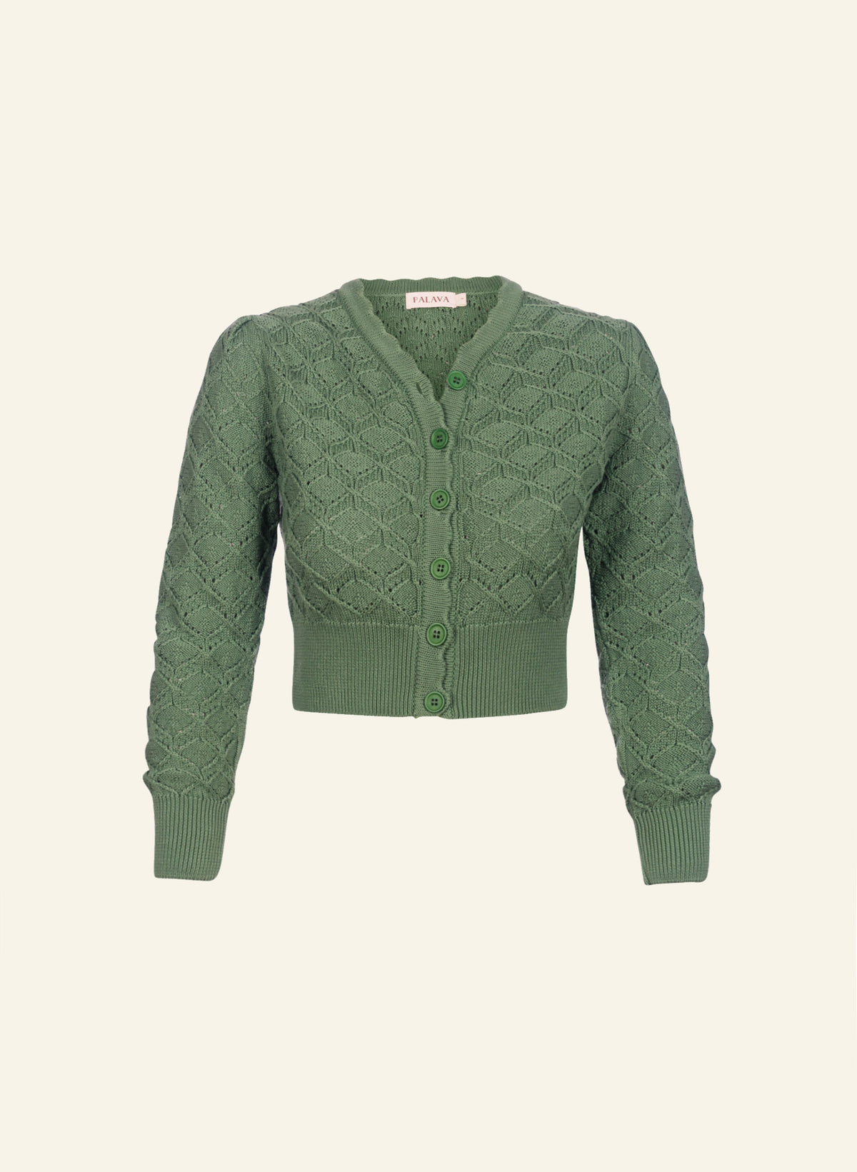 Leah Cardigan - Green Basket Knit