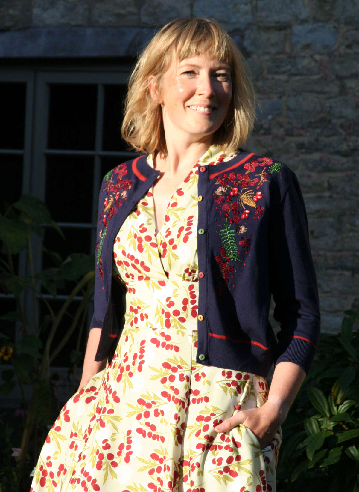 Rita - Cream Damson Dress