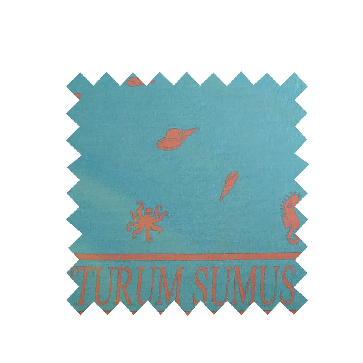 Save The Earth Dusky Pink/Teal Fabric - Cotton