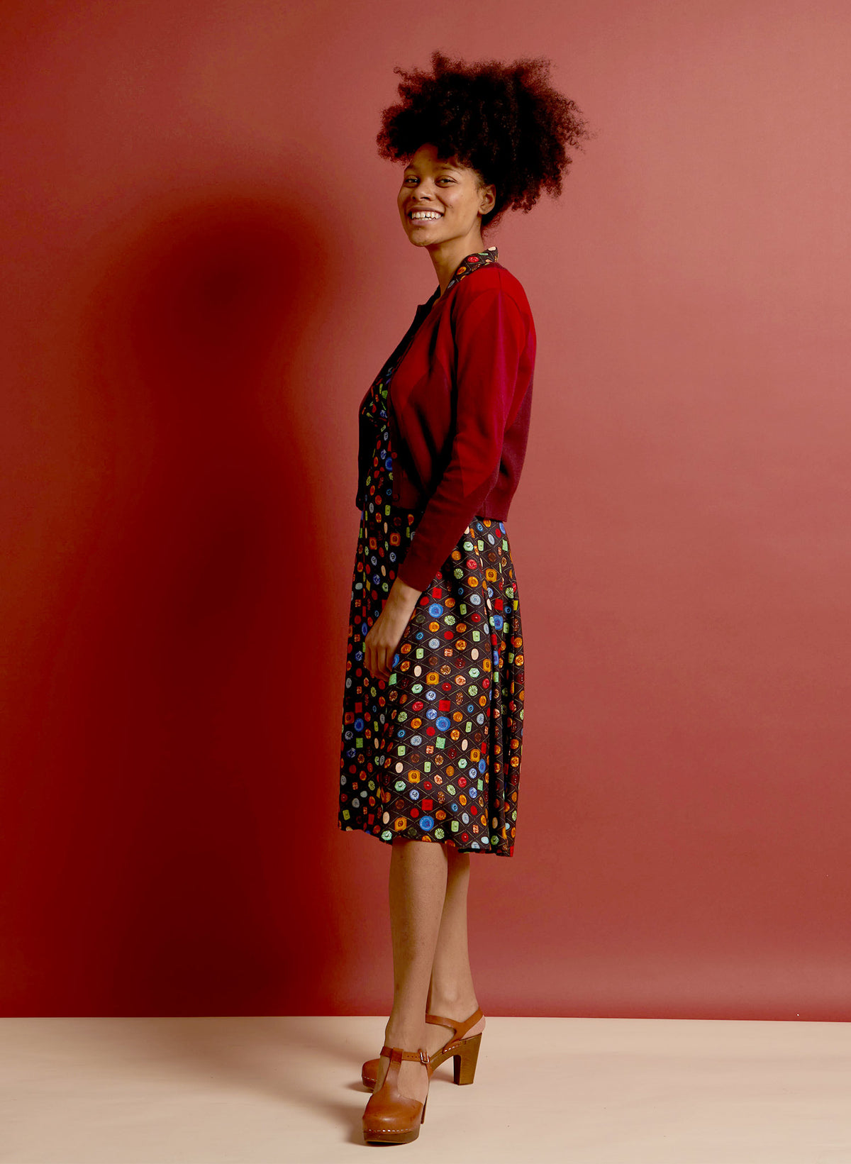 Vera Cardigan - Red Garnet Jacquard