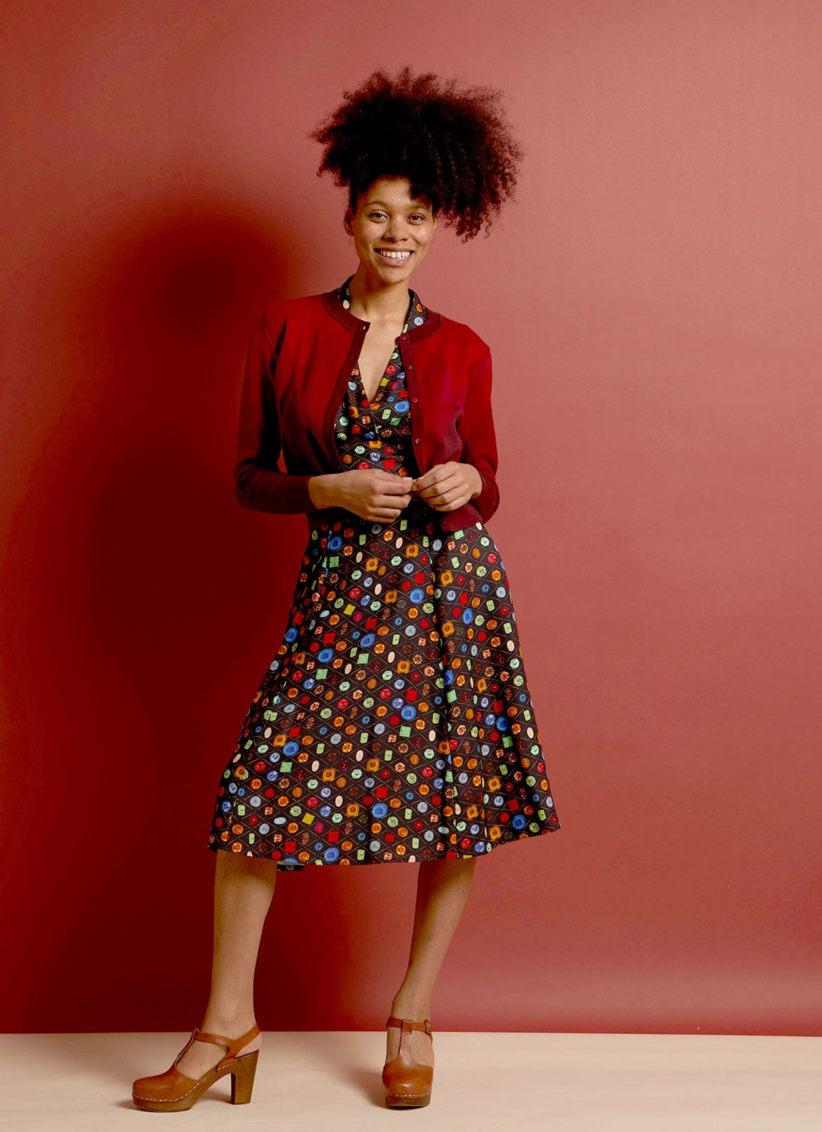 Vera Cardigan - Red Garnet Jacquard
